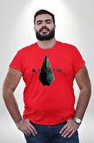 Arrow Kırmızı Büyük Beden Erkek Kadın Unisex Basic Ön Baskılı Tişört