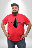 Arrow Kırmızı Büyük Beden Erkek Kadın Unisex Basic Ön Baskılı Tişört