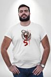 Beyaz Ve Beyaz Yılan Beyaz Büyük Beden Kadın Erkek Ünisex  Basic Ön Baskılı Tişört