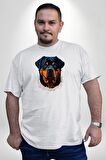Rottweiler Koca Kafa Beyaz Büyük Beden Kadın Erkek Ünisex  Basic Ön Baskılı Tişört