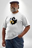 Yin İle Yang Kuramı   Beyaz Büyük Beden Kadın Erkek Ünisex  Basic Ön Baskılı Tişört