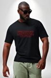 Stranger Things  Siyah Büyük Beden Erkek Kadın Unisex Basic Ön Baskılı Tişört