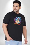 Sevimli Bebek Ejderha Elmas Yumurta Siyah Büyük Beden Erkek Kadın Unisex Basic Ön Baskılı Tişört