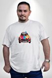 Peugeot 144 Renkli Orijinal Araba  Beyaz Büyük Beden Kadın Erkek Ünisex  Basic Ön Baskılı Tişört