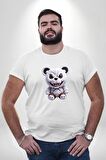 Freddy Korkunç Ayı Beyaz Büyük Beden Kadın Erkek Ünisex  Basic Ön Baskılı Tişört