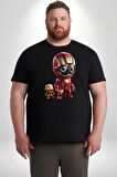 Yenilmezler Avengers Bebek Iron Man Siyah Büyük Beden Erkek Kadın Unisex Basic Ön Baskılı Tişört