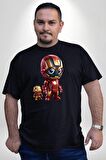 Yenilmezler Avengers Bebek Iron Man Siyah Büyük Beden Erkek Kadın Unisex Basic Ön Baskılı Tişört