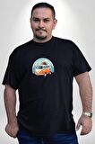Wolkswagen Karavan Kış Gezisi Siyah Büyük Beden Erkek Kadın Unisex Basic Ön Baskılı Tişört