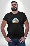 Wolkswagen Karavan Kış Gezisi Siyah Büyük Beden Erkek Kadın Unisex Basic Ön Baskılı Tişört