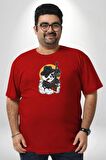 Gangster Panda  Kırmızı Büyük Beden Erkek Kadın Unisex Basic Ön Baskılı Tişört
