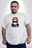 Yoga Panda  Beyaz Büyük Beden Kadın Erkek Ünisex  Basic Ön Baskılı Tişört