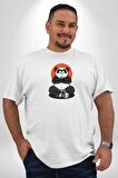 Yoga Panda  Beyaz Büyük Beden Kadın Erkek Ünisex  Basic Ön Baskılı Tişört