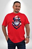 Cool Santa Claus Noel Baba Kırmızı Büyük Beden Erkek Kadın Unisex Basic Ön Baskılı Tişört
