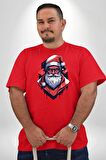 Cool Santa Claus Noel Baba Kırmızı Büyük Beden Erkek Kadın Unisex Basic Ön Baskılı Tişört