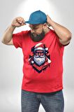 Cool Santa Claus Noel Baba Kırmızı Büyük Beden Erkek Kadın Unisex Basic Ön Baskılı Tişört