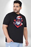 Cool Santa Claus Noel Baba Siyah Büyük Beden Erkek Kadın Unisex Basic Ön Baskılı Tişört