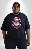 Cool Santa Claus Noel Baba Siyah Büyük Beden Erkek Kadın Unisex Basic Ön Baskılı Tişört