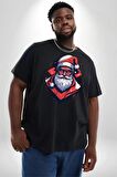 Cool Santa Claus Noel Baba Siyah Büyük Beden Erkek Kadın Unisex Basic Ön Baskılı Tişört