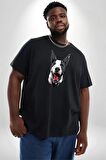 Doberman Kırmızı Dil Siyah Dik Kulak Siyah Büyük Beden Erkek Kadın Unisex Basic Ön Baskılı Tişört