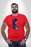 Cadılar Kırmızı Güller  Kırmızı Büyük Beden Erkek Kadın Unisex Basic Ön Baskılı Tişört