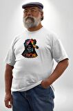 Pink Floyd Göz Piramit Beyaz Büyük Beden Kadın Erkek Ünisex  Basic Ön Baskılı Tişört