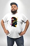 Canlı Afrobeat Füzyon Renkli Siluet Beyaz Büyük Beden Kadın Erkek Ünisex  Basic Ön Baskılı Tişört