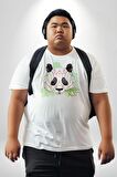Panda Mandala  Beyaz Büyük Beden Kadın Erkek Ünisex  Basic Ön Baskılı Tişört