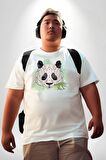 Panda Mandala  Beyaz Büyük Beden Kadın Erkek Ünisex  Basic Ön Baskılı Tişört
