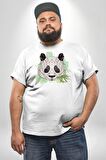 Panda Mandala  Beyaz Büyük Beden Kadın Erkek Ünisex  Basic Ön Baskılı Tişört