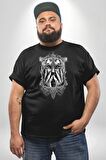 Yarım İnsan Yarım Leopar Mutant Leopar Kral Siyah Büyük Beden Erkek Kadın Unisex Basic Ön Baskılı Tişört