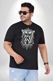 Yarım İnsan Yarım Leopar Mutant Leopar Kral Siyah Büyük Beden Erkek Kadın Unisex Basic Ön Baskılı Tişört