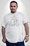 Pisagor Çember Matematik Beyaz Büyük Beden Kadın Erkek Ünisex  Basic Ön Baskılı Tişört
