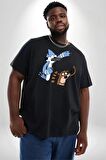 Mordecai ve Rigby  Siyah Büyük Beden Erkek Kadın Unisex Basic Ön Baskılı Tişört