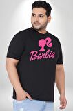 Barbie  Siyah Büyük Beden Erkek Kadın Unisex Basic Ön Baskılı Tişört