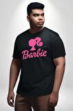 Barbie  Siyah Büyük Beden Erkek Kadın Unisex Basic Ön Baskılı Tişört