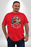 Naruto Shippuden Akasuki Grup Kırmızı Büyük Beden Erkek Kadın Unisex Basic Ön Baskılı Tişört