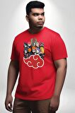 Naruto Shippuden Akasuki Grup Kırmızı Büyük Beden Erkek Kadın Unisex Basic Ön Baskılı Tişört