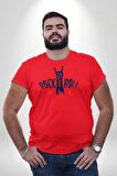 Rock And Roll Rock El İşareti Kırmızı Büyük Beden Erkek Kadın Unisex Basic Ön Baskılı Tişört