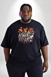 Naruto Shippuden Oyuncuları Siyah Büyük Beden Erkek Kadın Unisex Basic Ön Baskılı Tişört
