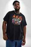 Naruto Shippuden Oyuncuları Siyah Büyük Beden Erkek Kadın Unisex Basic Ön Baskılı Tişört