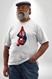Spider Man Beyaz Büyük Beden Kadın Erkek Ünisex  Basic Ön Baskılı Tişört
