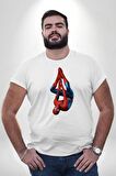 Spider Man Beyaz Büyük Beden Kadın Erkek Ünisex  Basic Ön Baskılı Tişört