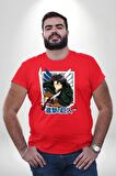 Anime Levi Ackerman Beyaz Ve Kırmızı Kanatlar Kırmızı Büyük Beden Erkek Kadın Unisex Basic Ön Baskılı Tişört