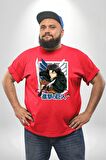 Anime Levi Ackerman Beyaz Ve Kırmızı Kanatlar Kırmızı Büyük Beden Erkek Kadın Unisex Basic Ön Baskılı Tişört