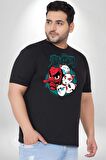 Japon Anime Tengu Maske  Siyah Büyük Beden Erkek Kadın Unisex Basic Ön Baskılı Tişört