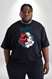 Japon Anime Tengu Maske  Siyah Büyük Beden Erkek Kadın Unisex Basic Ön Baskılı Tişört