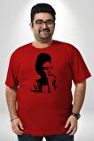 Frida Kahlo Kırmızı Büyük Beden Erkek Kadın Unisex Basic Ön Baskılı Tişört