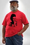 Frida Kahlo Kırmızı Büyük Beden Erkek Kadın Unisex Basic Ön Baskılı Tişört