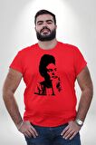 Frida Kahlo Kırmızı Büyük Beden Erkek Kadın Unisex Basic Ön Baskılı Tişört