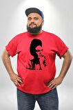 Frida Kahlo Kırmızı Büyük Beden Erkek Kadın Unisex Basic Ön Baskılı Tişört